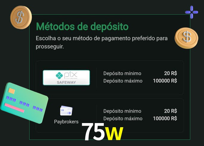 O cassino 75w oferece uma grande variedade de métodos de pagamento